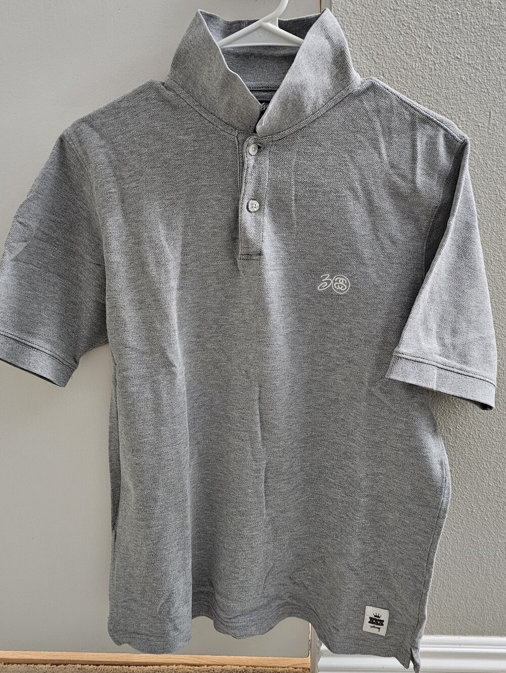 Stussy 30th Anniversary XXX Polo Shirt Medium Grey Vintage